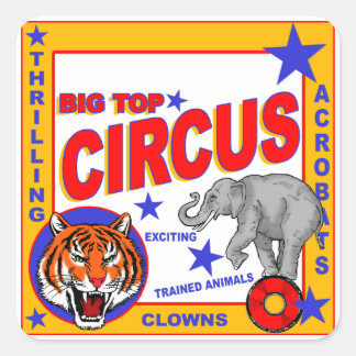  Circus Poster Vierkante Sticker