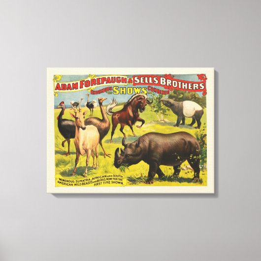 Circus Poster voor Adam Forepaugh & Sells Brothers Canvas Afdruk (Voorkant)
