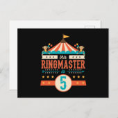 Circus Ringmeester 5e Verjaardag Circus  Briefkaart (Voorkant / Achterkant)