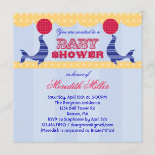 Circus Seal Baby shower Uitnodiging