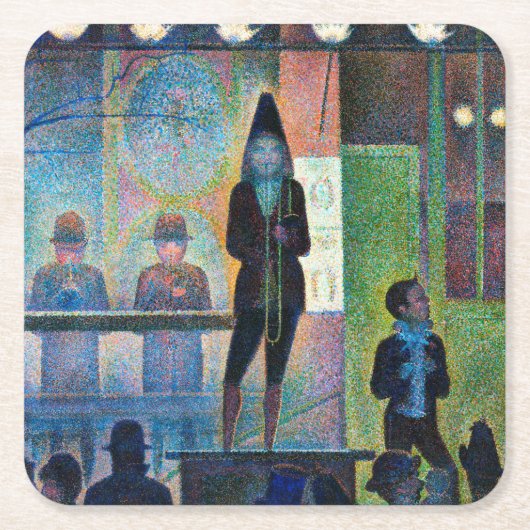Circus Sideshow, Seurat Vierkante Kartonnen Onderzetter (Voorkant)