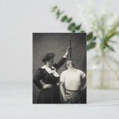  Circus Sideshow Sword Swallower Freak Briefkaart (Staand voorkant)