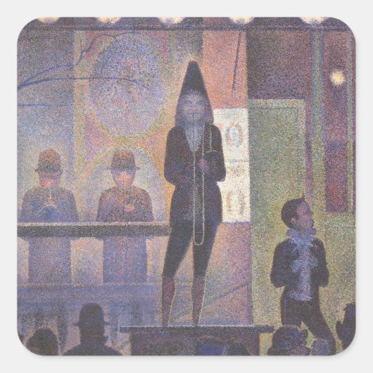 Circus Sideshow van Georges Seurat,  kunst Vierkante Sticker (Voorkant)