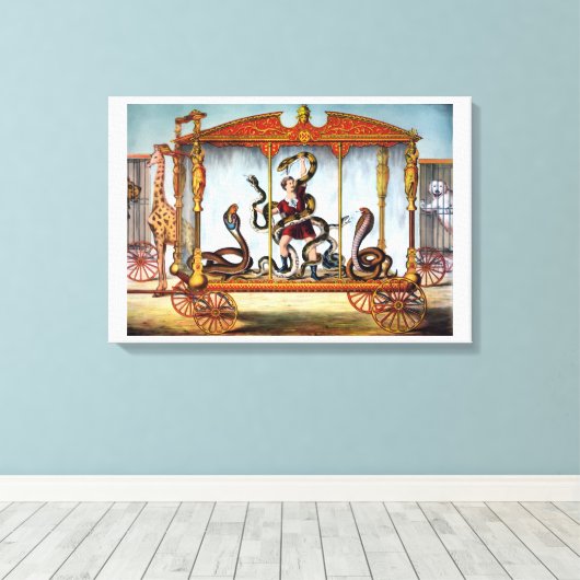 Circus Snake Handler en gekookte dieren Canvas Afdruk (Insitu (Houten vloer))