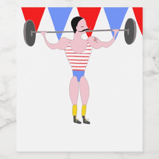 Circus Sterk Man Circus Themafeest Wijn Etiket (Enkel label)