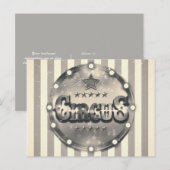  Circus Stripes slaan de Date Party op Aankondigingskaart (Voorkant / Achterkant)