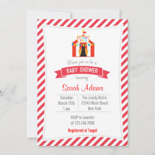 Circus Tent Baby shower Invitation Red Kaart