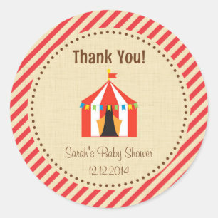 Circus Tent Baby shower Sticker rode strepen