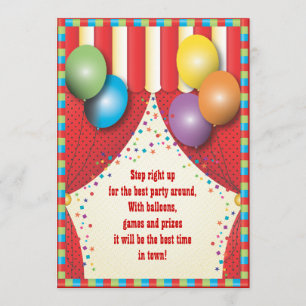 Circus Tent Carnaval Birthday Party Invitation Kaart