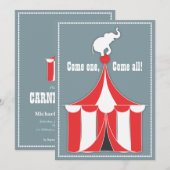 Circus Tent & Elephant Kinderen Birthday Party Kaart (Voorkant / Achterkant)
