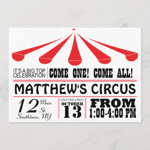 Circus Tent Party Invitation Kaart