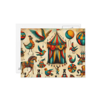  Circus Tent Vogels Collage Briefkaart