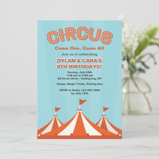 Circus Tents Invitation Kaart (Staand voorkant)