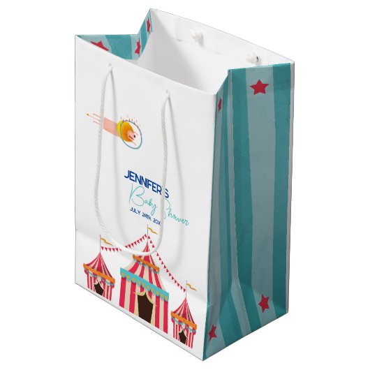 Circus thema Baby shower Medium Cadeauzakje (Voorkant Gekanteld)