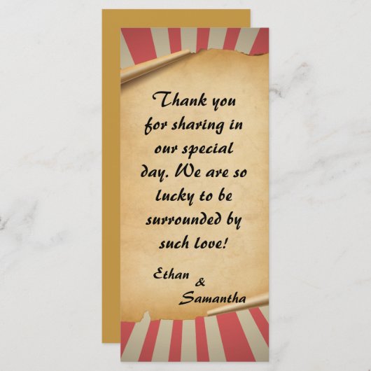 Circus Thema Bruiloft Dank u kaarten (Voorkant / Achterkant)
