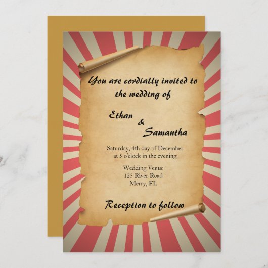 Circus thema bruiloft uitnodiging (Voorkant / Achterkant)