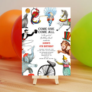 circus thema kinderen verjaardagsuitnodiging kaart