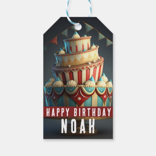 Circus thema verjaardag cadeaulabel (Voorkant)