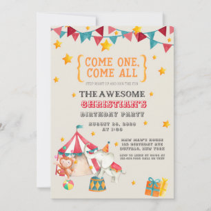 Circus Theme Birthday Party Invitation Kaart