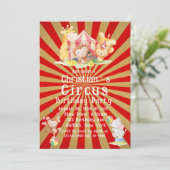 Circus Theme Birthday Party Kaart (Staand voorkant)