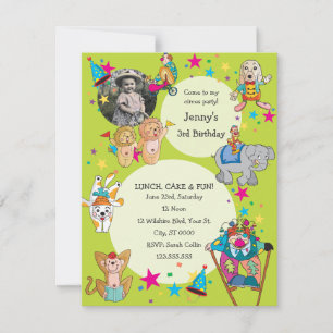 Circus Theme Children's Birthday Party Invitation Kaart
