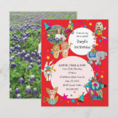 Circus Theme Children's Birthday Party Invitation Kaart (Voorkant / Achterkant)