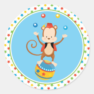 Circus Theme Circus Monkey Juggable Ronde Sticker