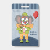 Circus Theme Clown Elephant Blue Hall Pass Badge (Avant)