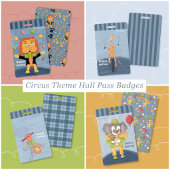 Circus Theme Clown Elephant Blue Hall Pass Badge