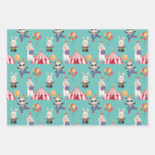 Circus Theme Wrapping Paper Flat Sheet Set van 3 (Voorkant)