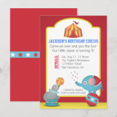Circus Thleed Fun Birthday Party with Cute Animals Kaart (Voorkant / Achterkant)