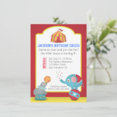 Circus Thleed Fun Birthday Party with Cute Animals Kaart (Staand voorkant)