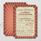  Circus Ticket Baby Girl Douche Uitnodiging (Voorkant / Achterkant)