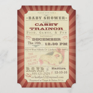 Circus Ticket Baby Girl Shower Kaart