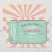 Circus Ticket Roze Baby shower Uitnodiging (Voorkant / Achterkant)