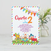 Circus Train BIrthday Uitnodiging (Staand voorkant)