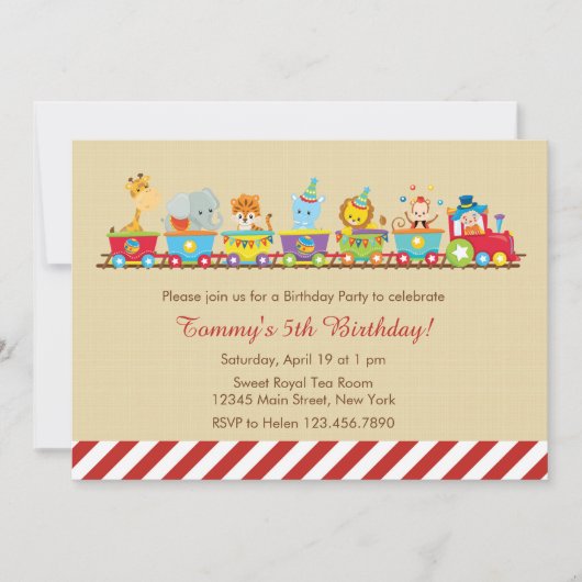 Circus Train Invitation Anniversaire (Devant)