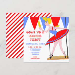 Circus Trapeze Artist Red Circus Tent Stripe Party Kaart