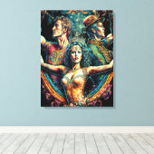 Circus Trapeze kunstenaars Cirque Art Canvas Afdruk (Insitu (Houten vloer))