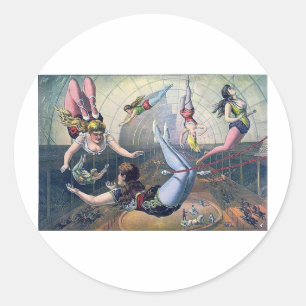 CIRCUS trapeze paarden arena Ronde Sticker