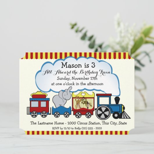 Circus trein kinderen verjaardag kaart (Staand voorkant)