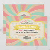 Circus Tweeling Verjaardag Mint & Koraal Carnaval Kaart (Voorkant / Achterkant)