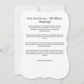 Circus van Liefde: Funny Wedding Invitation Sjablo Kaart