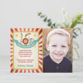 Circus verjaardag Hartelijk dank Carnival Vintage Bedankkaart (Staand voorkant)