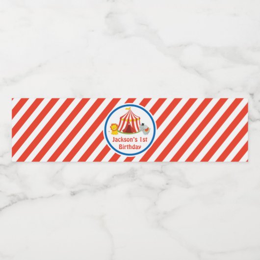Circus Verjaardag Waterfles Labels Waterfles Etiket (Enkel label)