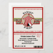 Circus verjaardagsfeest evenementenpas kaart (Voorkant / Achterkant)