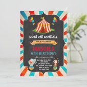 Circus verjaardagsfeest uitnodiging (Staand voorkant)