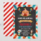Circus verjaardagsfeest uitnodiging (Voorkant / Achterkant)