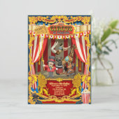 circus verjaardagsfeest uitnodiging (Staand voorkant)