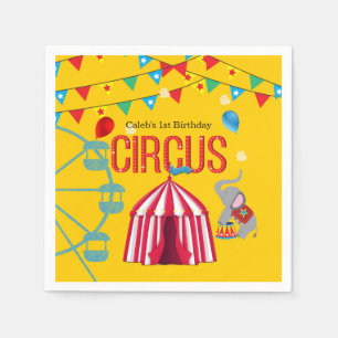 Circus Verjaardagsfeestje Fun Geel Kleurrijk Feest Servetten